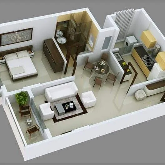 1 BHK indicative floor plan at Brigade Granada Whitefield-Hoskote Road East Bangalore