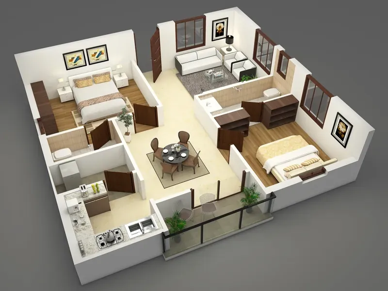 2.5 BHK indicative floor plan at Brigade Granada Whitefield-Hoskote Road East Bangalore