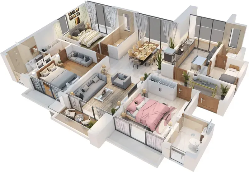 4 BHK indicative floor plan at Brigade Granada Whitefield-Hoskote Road East Bangalore